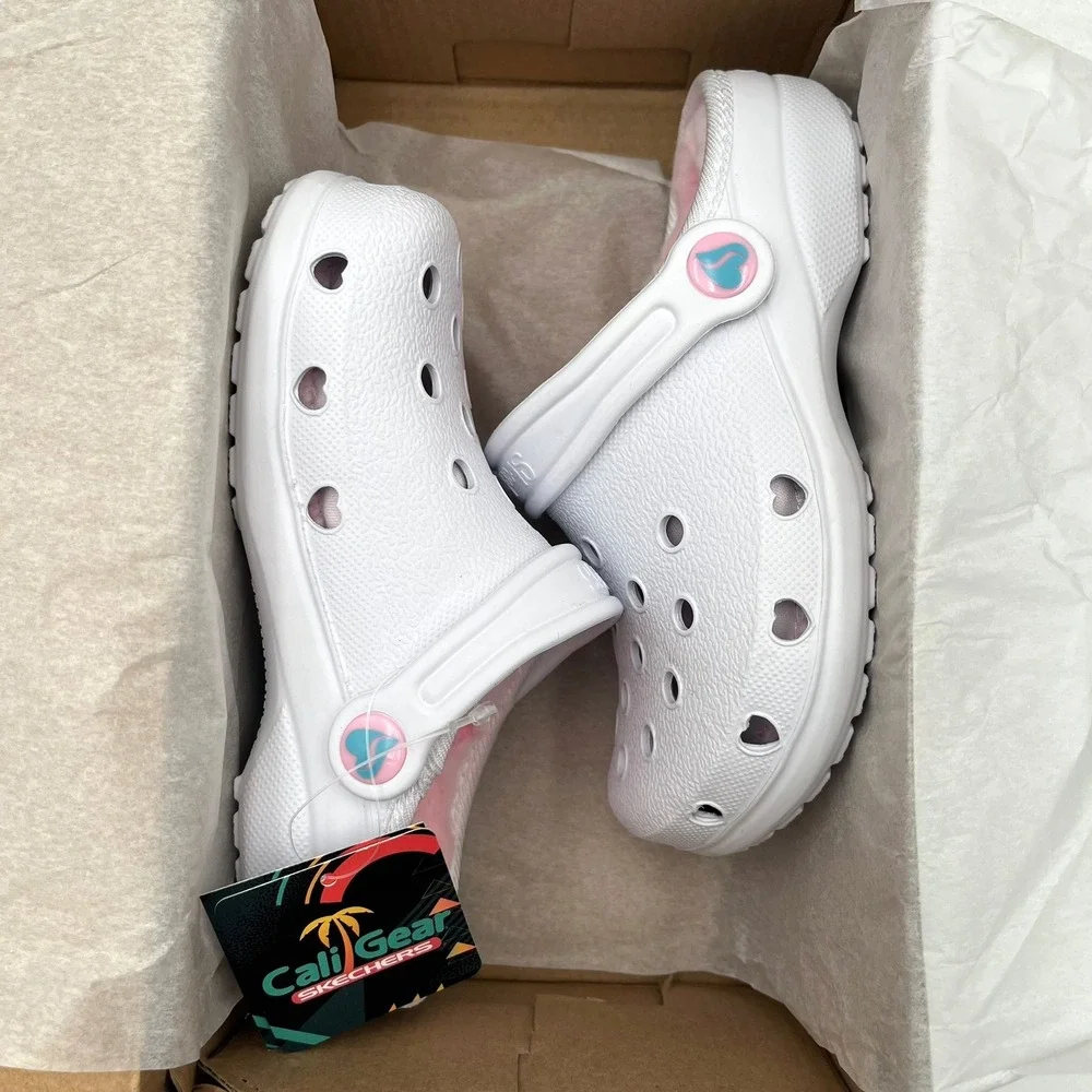Skechers Toddler‎ Girls Faux Fur Slip On Clogs Size 9 White Pink Warm Comfort